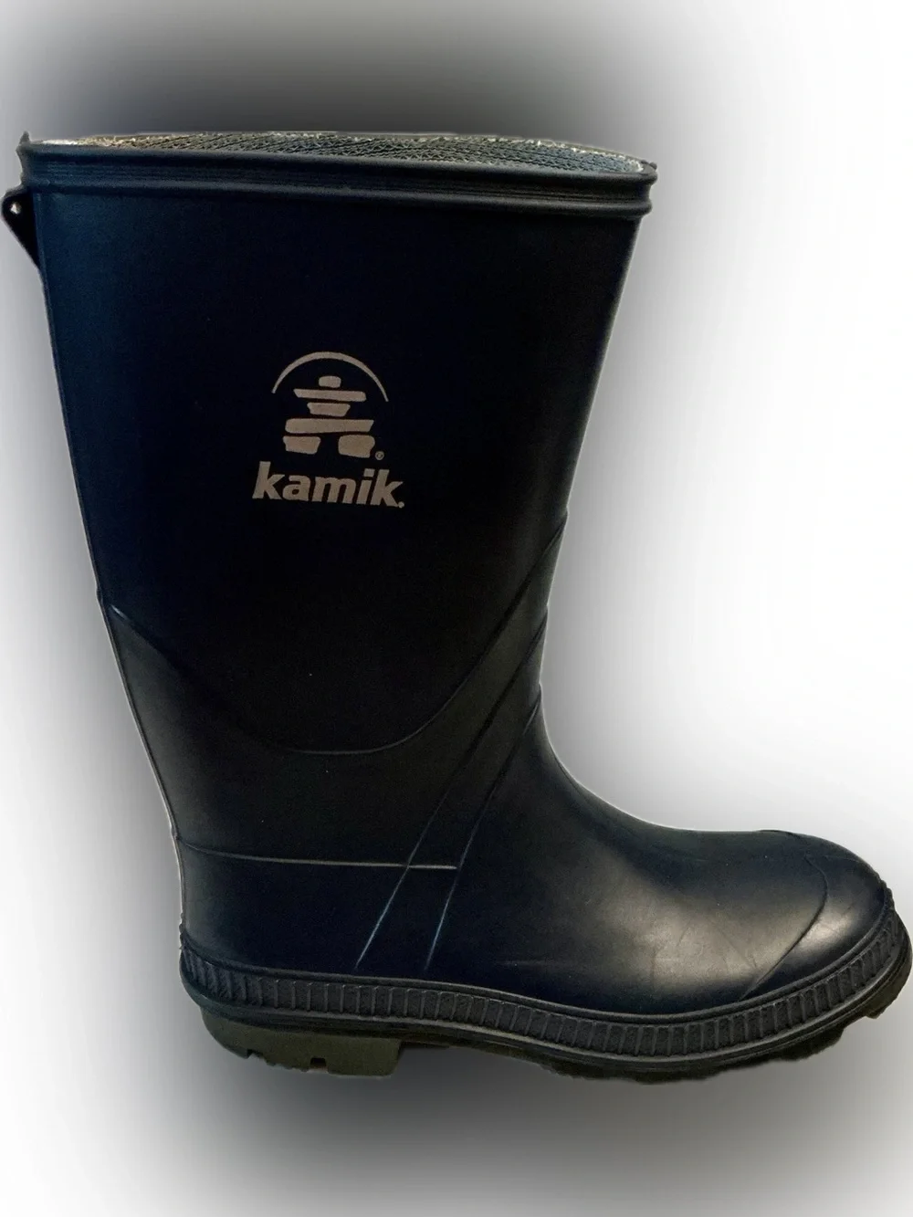 Kamik Youth Size 4 Rain Boots Dark Navy Waterproof Rubber Pull-On Outdoor